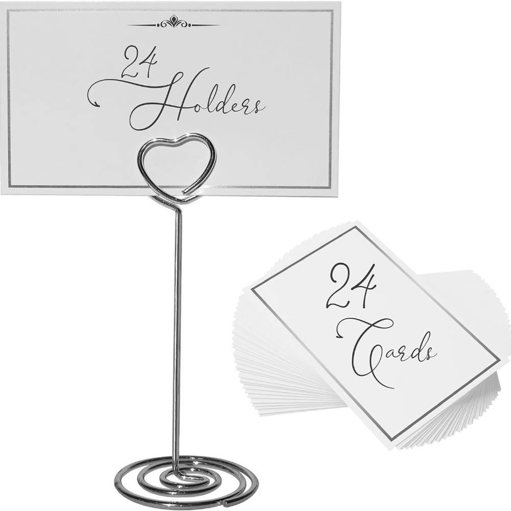 24 Table Number Holders Silver 3.5 Inches Customized Place Cards Wedding